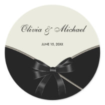 Black Ivory Cream Wedding Favor Label Stickers