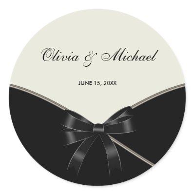Black Ivory Cream Wedding Favor Label Stickers by WeddingCentral