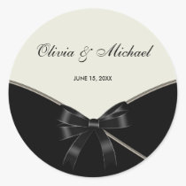 Black Ivory Cream Wedding Favor Label Stickers stickers