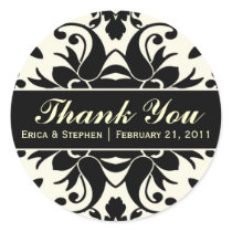 Black & Ivory Damask Inspired Customizable Sticker