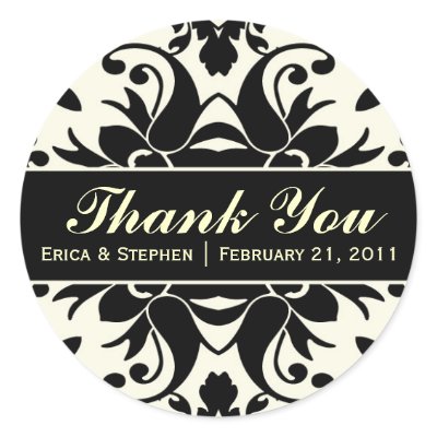 Black &amp; Ivory Damask Inspired Customizable Sticker