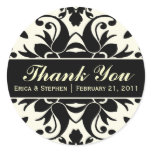 Black & Ivory Damask Inspired Customizable Sticker