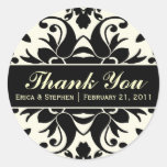Black & Ivory Damask Inspired Customizable Sticker
