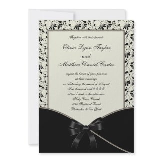 Black Ivory Damask Swirl Wedding Invitation Set invitation