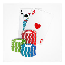 Black Jack Cards With Poker Chips Custom Invites