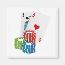 Black Jack Cards With Poker Chips Fridge Magnets