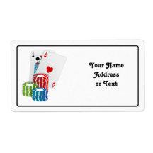 Black Jack Cards With Poker Chips Custom Shipping Label