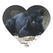 Black Jaguar Heart Stickers