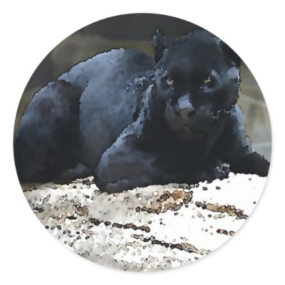 Black Jaguar Round Stickers by made_in_atlantis