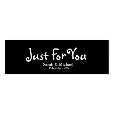 Black'Just For You' Wedding favor Gift tag featuring the words Just For