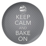 Black Keep Calm and Bake On Plate