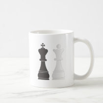 Black king white queen chess mug