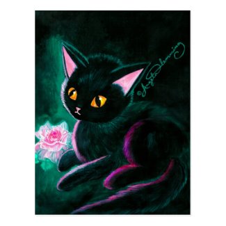 Black Kitten Art Cards Postcard