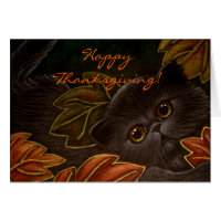BLACK KITTEN CAT THANKSGIVING Card