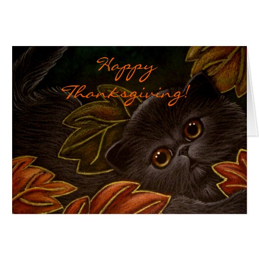 BLACK KITTEN CAT THANKSGIVING Card Zazzle
