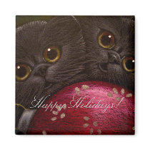 BLACK KITTEN CATS - HOLIDAY Magnet by BY_CYRA BLACK KITTEN CATS - HOLIDAY Magnet