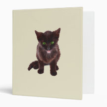 Black Kitten, Green Eyes, Pink Tongue Binders
