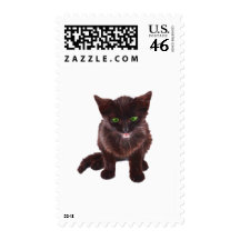 Black Kitten, Green Eyes, Pink Tongue Postage
