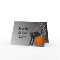 Black Kitty Halloween Party Invitation cards