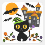 Black Kitty Halloween Stickers
