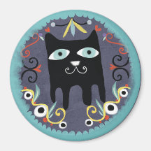 Black Kitty Lovely Kawaii Cat Blue Magnet
