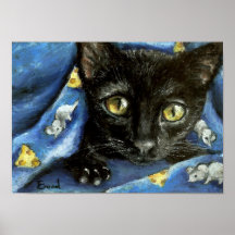 Black kitty print