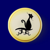 Black Kitty Watching You Buttons buttons