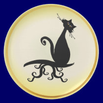 Black Kitty Watching You Plates