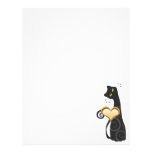 Black Kitty with Gold Heart Letterhead Design