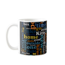 Black kitty word collage mug