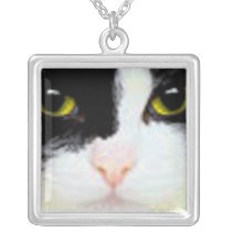 Black Kitty Yellow Eyes necklaces