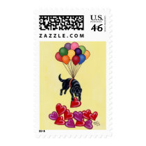 Black Lab and Hearts Postage