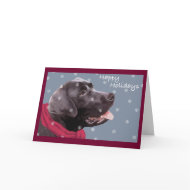 Black Lab Catches Snowflakes Holiday Card card