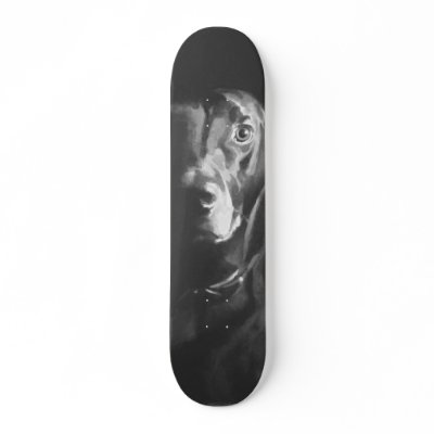 Black Lab Dog Watercolor by Paul Jackson Skateboards by PaulJacksonart