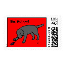Black Lab Friendly Cartoon Black Labrador Stamps