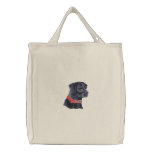 Black Lab Head Embroidered Tote Bags
