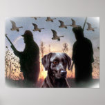 Black lab Hunting Design Print