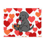 Black Lab Licking Ice Cream with Hearts Postcards
