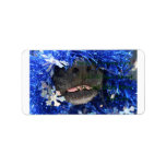 Black lab mix head with blue tinsel custom address labels