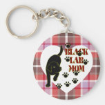 Black Lab Mom Heart and Plaid Key Chain