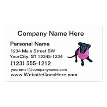 Black Lab Pink Bandana Puppy image Business Card Templates