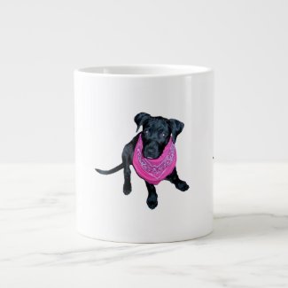 Black Lab Pink Bandana Puppy image Jumbo Mug