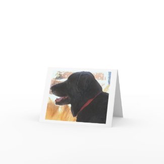 Black Lab Portrait - Ranch Dog Lover - Blank zazzle_card