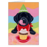 Black Lab Puppy Birthday Cupcake Painting Greeting Cards