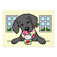 Black Lab Puppy Ice Cream Party Personalized Invite
