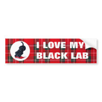 Black Lab Puppy & Santa Hat Tartan bumper stickers
