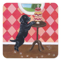 Black Lab Puppy with Cupcakes painting Sticker