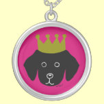 Black Lab Retriever Funny Cartoon Illustration necklaces