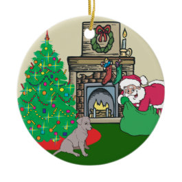 Black Lab Santas Gift Christmas Tree Ornaments