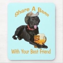 Black Lab  Shares A Beer mousepads